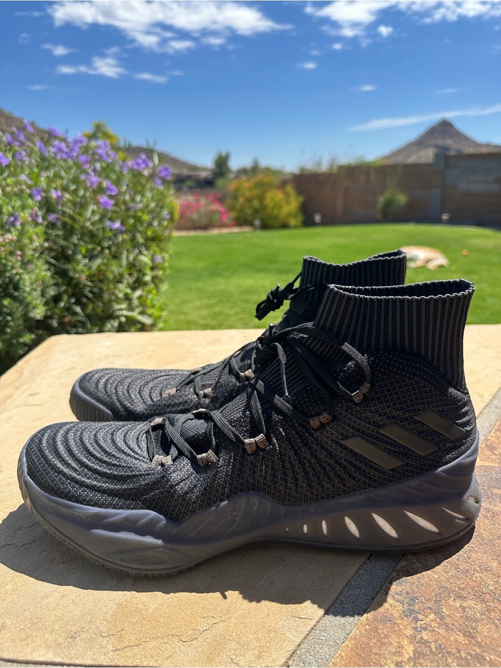 Adidas Crazy Explosive Primeknit 2017 Black High-Top Athletic Sneakers Size 14